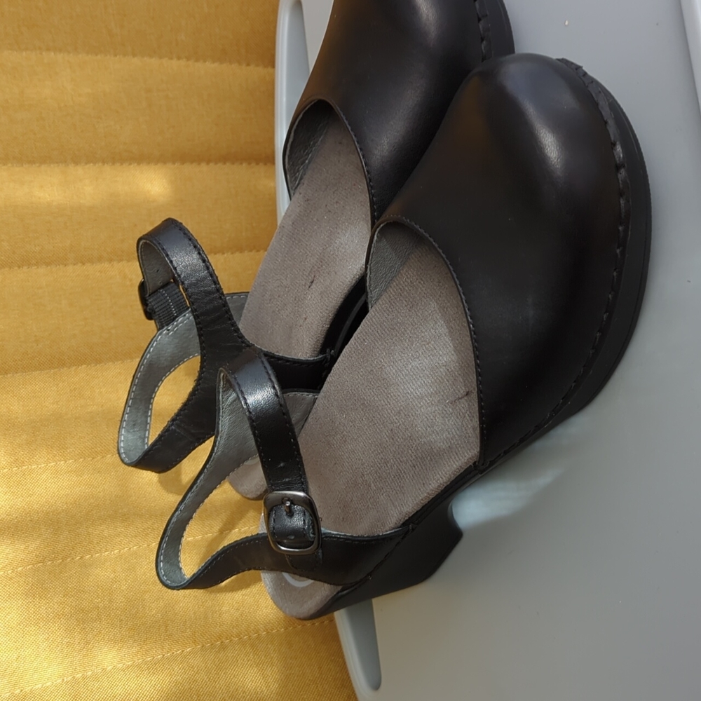Dansko Sam Leather Ankle Strap Black Shoes